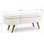 Banc de rangement ovale beige avec pieds en bois d'hévéa fiables - ajoute une touche de classe