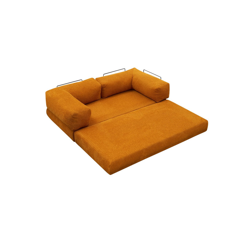 Stylish Corner Sofa in Orange Fabric, 74.8 x 29.5 x 37.4 inches | 100% Chenille Upholstery, 28 DNS Soft Foam for Comfort | Eco-Friendly, Perfect for Living Rooms & Family Spaces, Modern Design