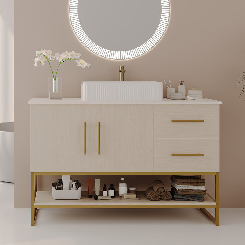 Meuble-lavabo moderne 47,2 po avec lavabo vasque en céramique
