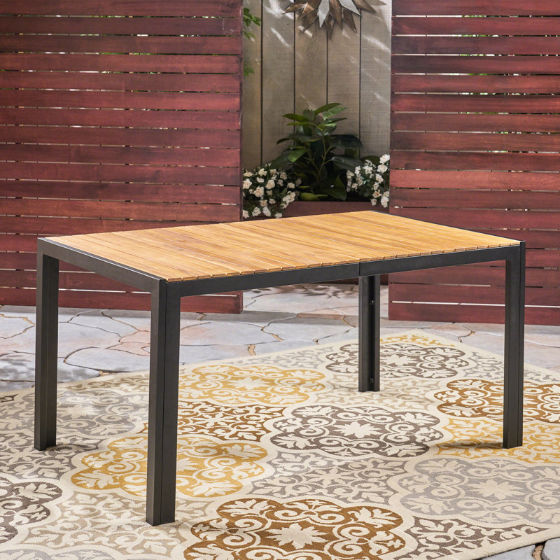 Table en bois avec structure en fer - Design moderne, 60,22 po Profondeur x 35,03 po, largeur 30,48 po, finition scellée