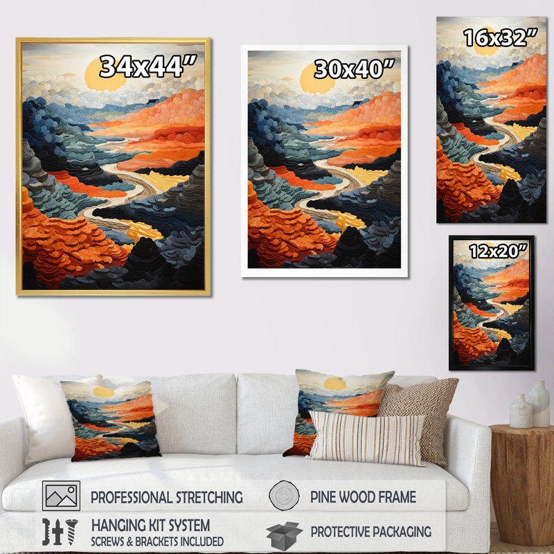 Impression sur toile «T Wilson Canyon Grey Expanse I», Cadre flottant doré, H 40 po x l 30 po x P 1,5 po