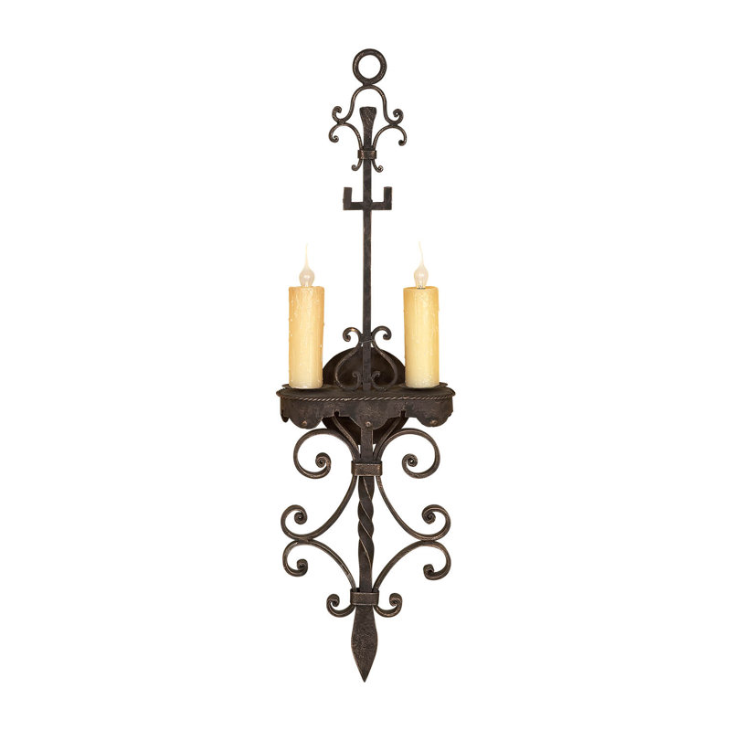 2 - Light Candle Wall Light, Old World Gold