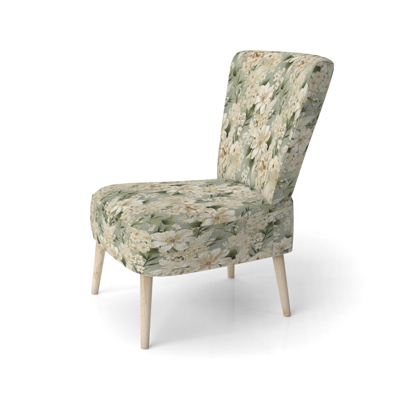 Chaise d'appoint rembourrée Cottage A, Charme floral maison de campagne antique blanc