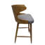 De 2 chaises de bar de style Mid-Century, tissu gris, bois d'hévéa, tapissier, 41 po