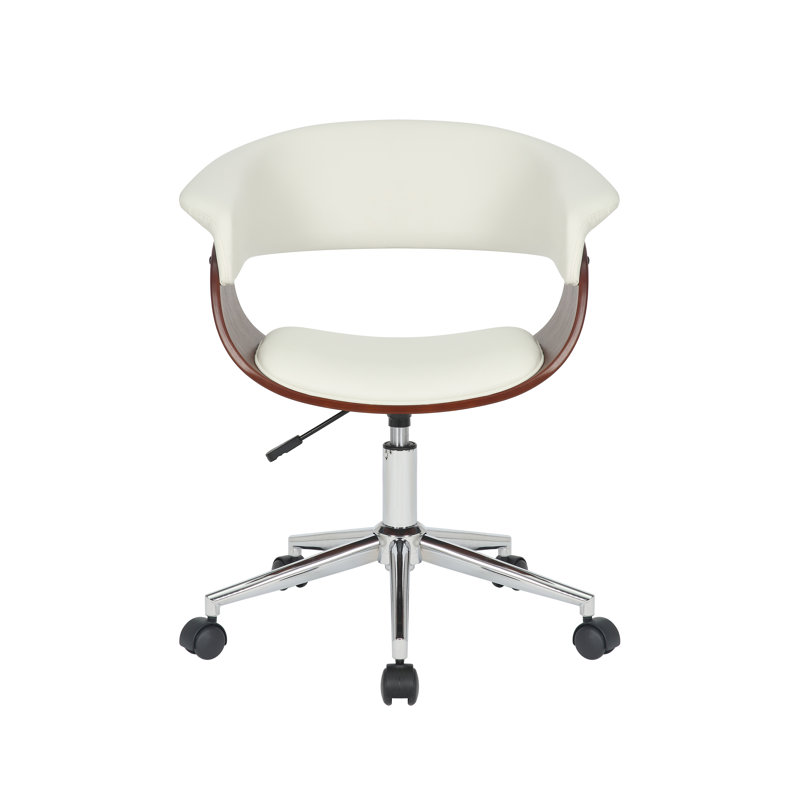 Rhodes Faux Leather Mid-Century Office Chair, White