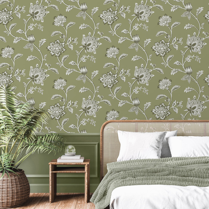 Papier peint Juliette Jacobean, Vert