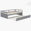 Lit de jour extensible avec couchette, lit de jour en bois avec couchette, gris-2050724224