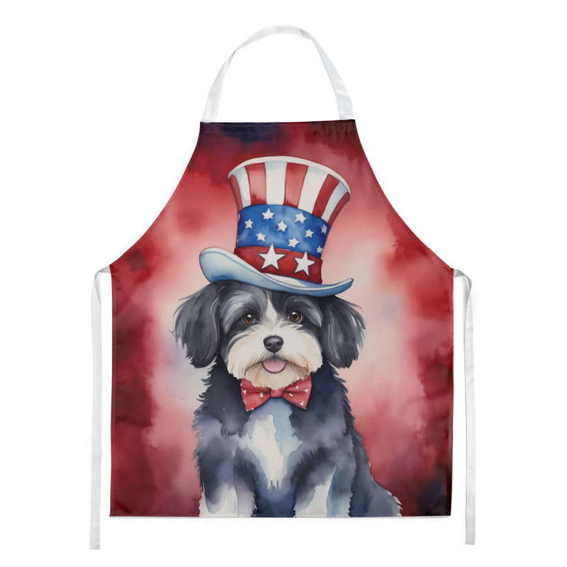 Patriotic American Apron, Black Havanese