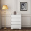 Commode 4 tiroirs, commode sans poignée pour chambre à coucher 100% imperméable, armoire en bois moderne avec cadre robuste pour le salon, l'entrée, la chambre à coucher, le couloir, le bureau
