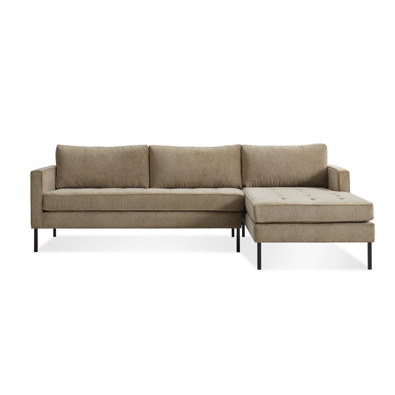 Paramount Chaise Sectional, Black, Sanford Oatmeal Basketweave, Right Hand Facing