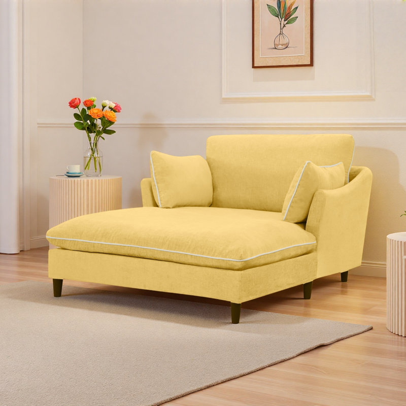 Chaise longue moderne avec coussins, Jaune