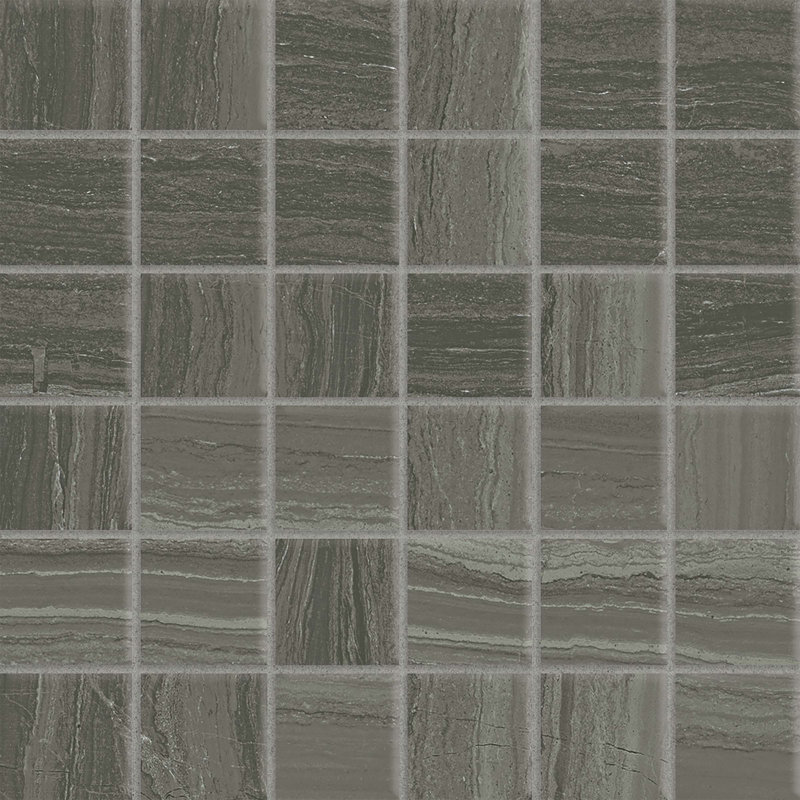 Highland 2" x 2" Porcelain Grid Mosaic Wall & Floor Tile, Dark Gray/Beige