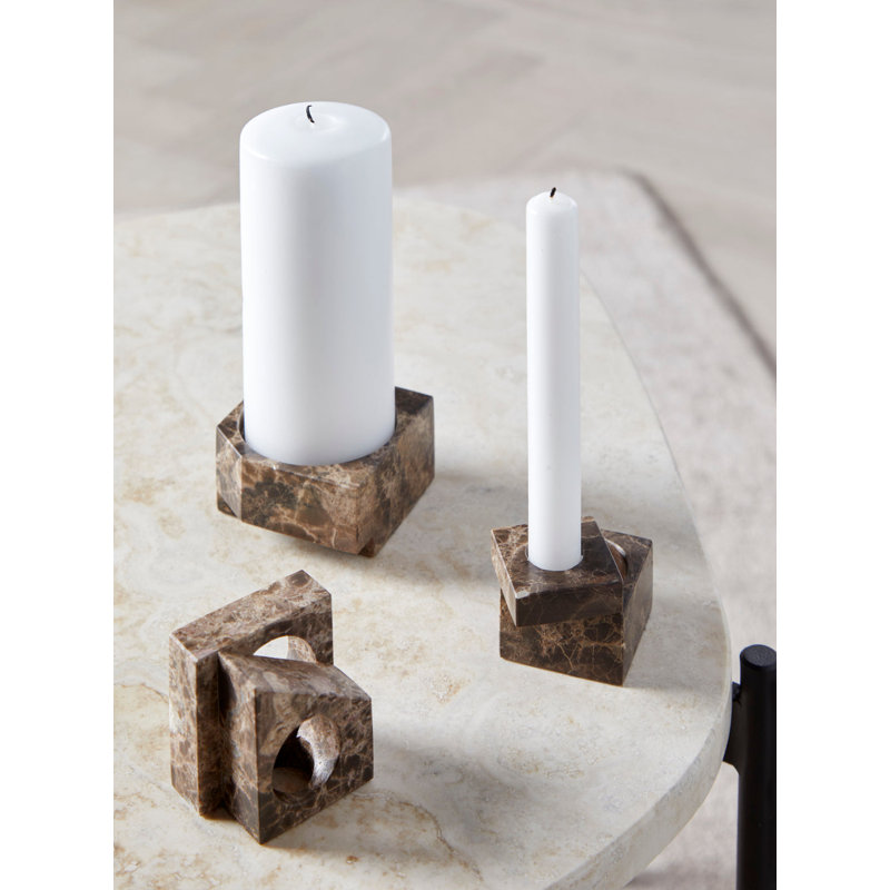 Jeu De Des 2 Candle Holder, 1.80'' H x 2.40'' W x 2.40'' D, Brown