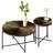 Radial Pattern Table - Dark Walnut Color, Waterproof With Cover, Cylindrical Design, Black Metal Legs, For Modern Style Coffee And End Walnut, Distressed Cylindrical, Cozy Living Spaces-885786207