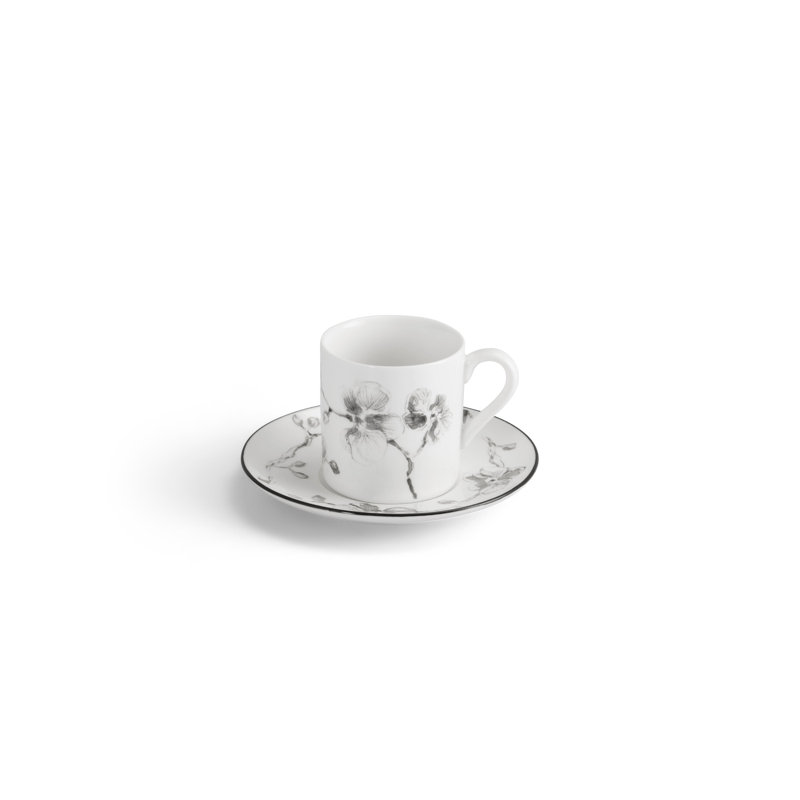 Black Orchid Demitasse Set with Coffee Pot