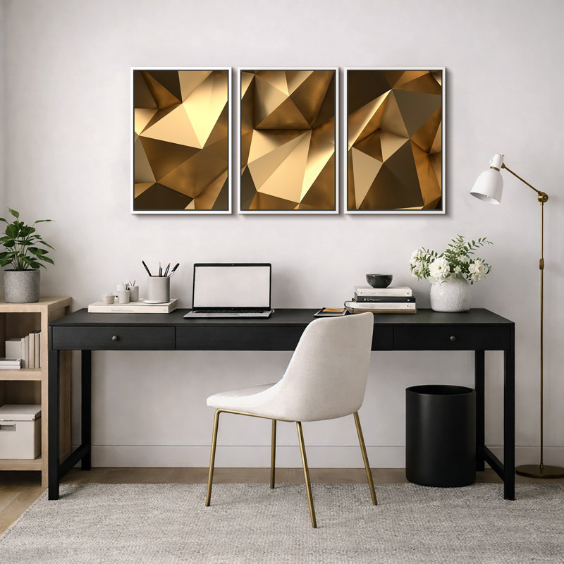 Impression sur toile 3 pièces, H 36 po x l 72 po, Cadre flottant blanc