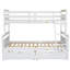 Lit simple superposé simple avec échelle, deux tiroirs de rangement, garde-corps de sécurité, blanc-1996140051