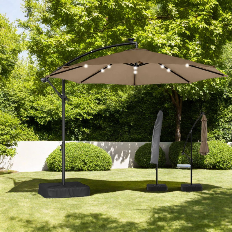 Parasols de patio en porte-à-faux modernes, acier durable et polyester pour la détente en plein air