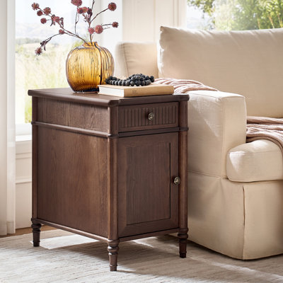 Eckhoff Transitional 16''W 1-Drawer Fluted End Table with Adjustable Shelf