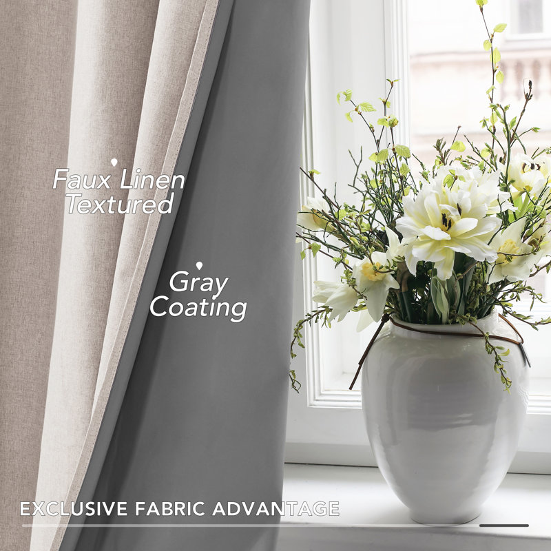 Ipswich Blackout Thermal Grommet Curtain Panels, 52" W x 84" L, Flaxen