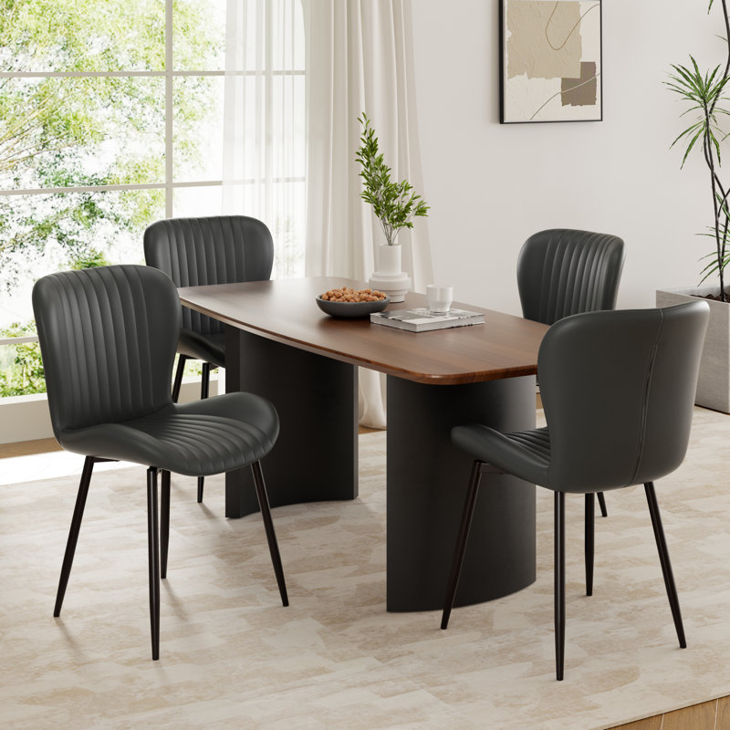 Chaise d'appoint rembourrée Modern (ensemble de 4), Gris, 4