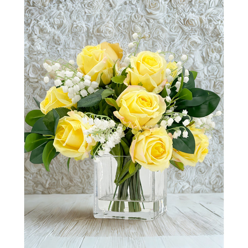 Yellow Real Touch Roses Arrangement