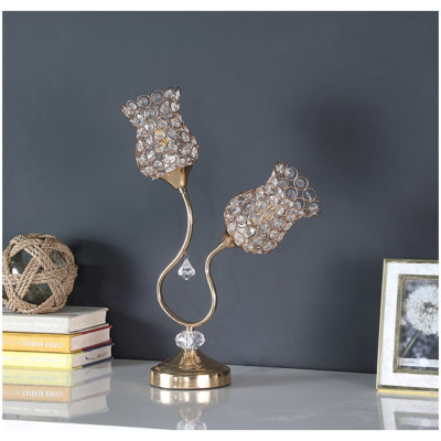 Lampe de table en métal or rose 18,75 "Trompette Glam
