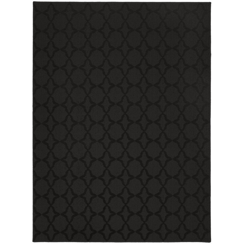 Tapis rectangulaire touffeté à motif géométrique noir, Rectangle 7 pi 6 po x 9 pi 6 po