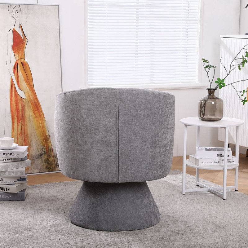 Huertes Upholstered Swivel Armchair, Light Gray Fabric