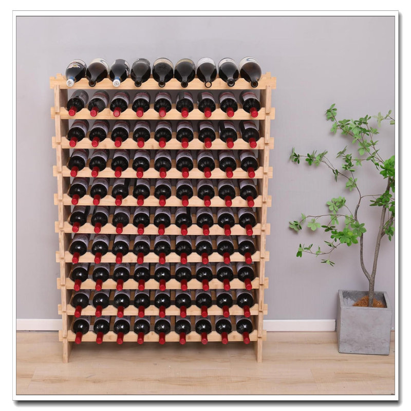 Le rangement de plancher autoportant en bambou empilable peut contenir 90 bouteilles pour la maison