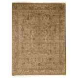 Hand Knotted Wool Oriental Area Rug in Gold