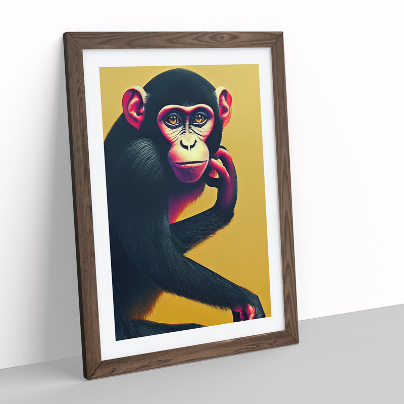 Artful Monkey - Single Picture Frame Print, 64cm H x 46cm W x 2cm D, Walnut Framed