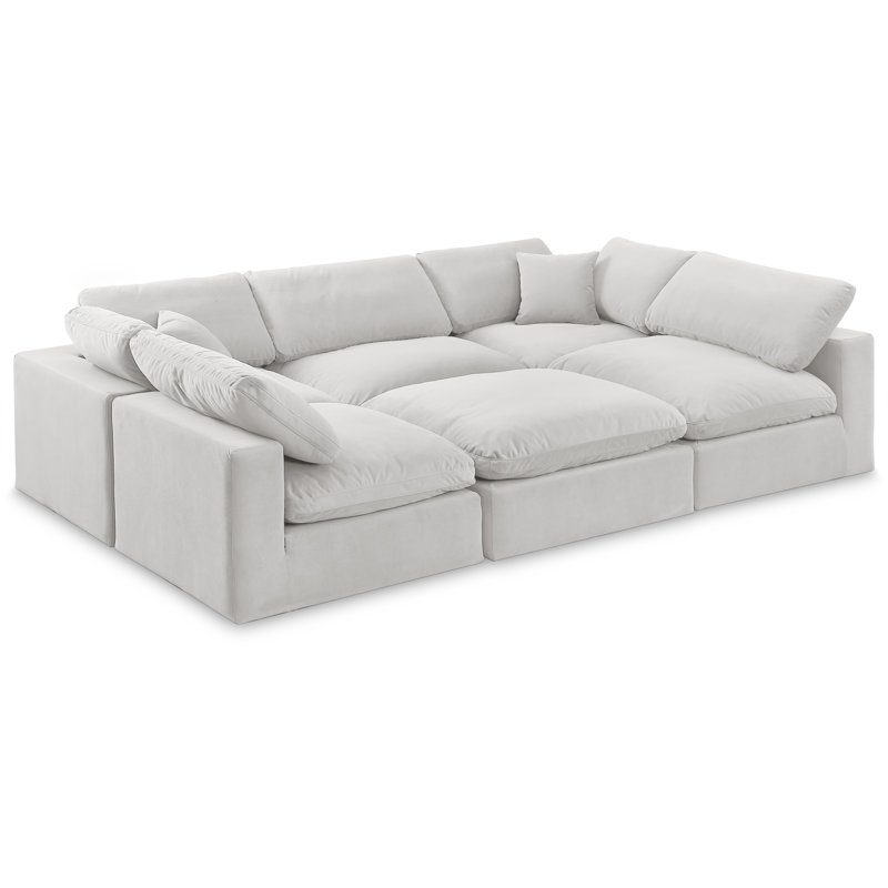 Hocroft Velvet U-Shaped Sectional Reversible, Cream Velvet