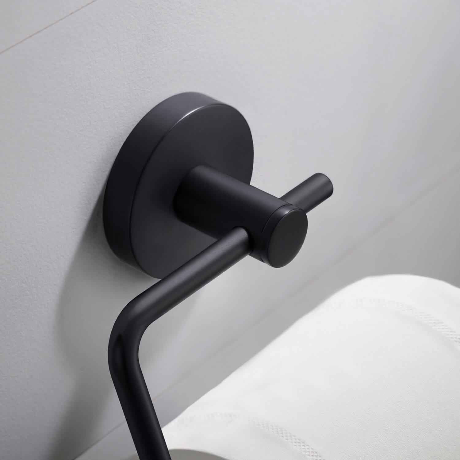 Circular Wall Mount Toilet Paper Holder, Matte Black