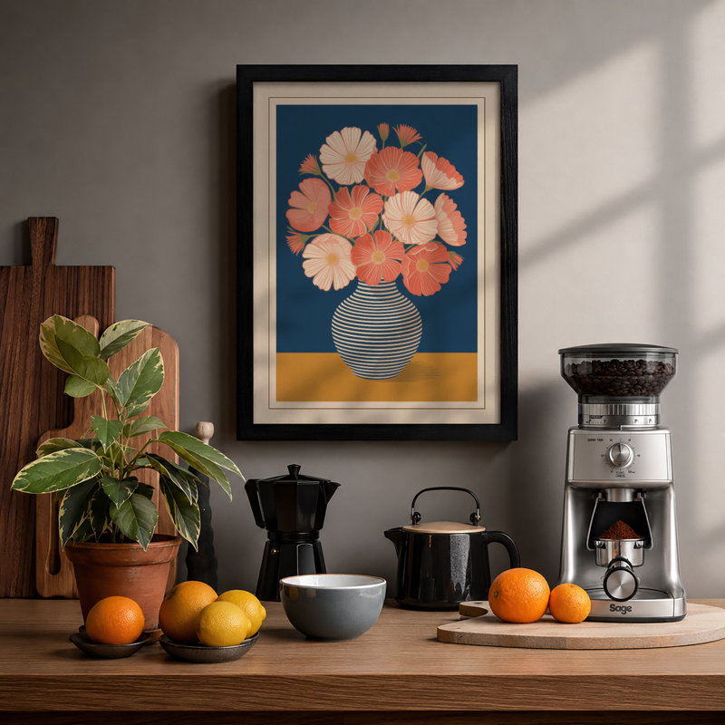 Modernist Floral Arrangement Botanical - Print, A1 - 84.1 x 59.4 cm, Black
