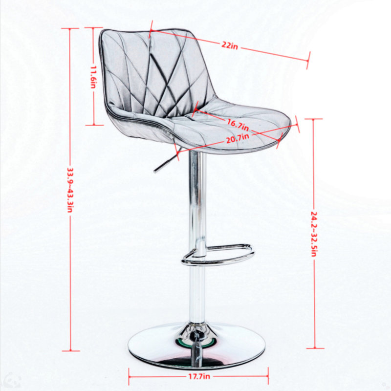 Counter Height Bar Stools Kitchen Island Barstools Adjustable Swivel Counter Stool Bar Height Island Chairs With Back, Grey