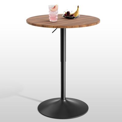 23.5" Swivel Bistro Pub Table Adjustable Height Round Cocktail Bar Table with Wood Top & Metal Base