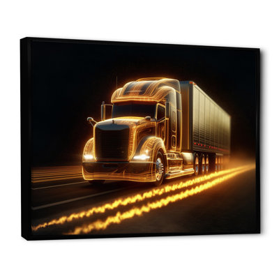 Camion jaune semi-néon sur toile