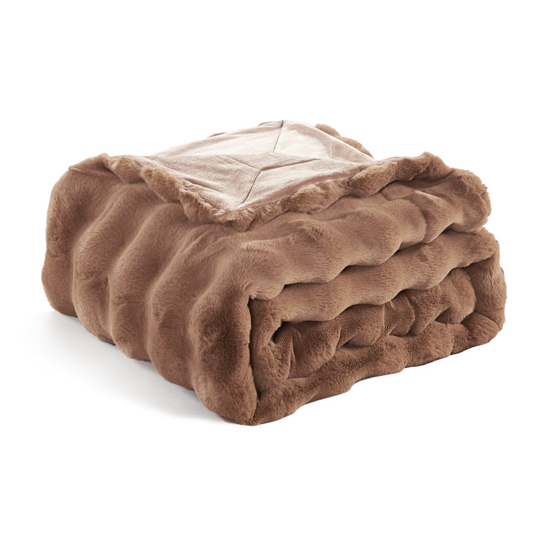 Jeté en fausse fourrure Bubble, Taupe, L 60 po x L 70 po