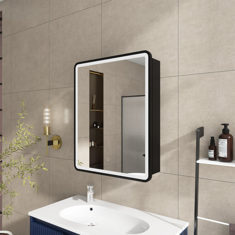 Armoire à pharmacie avec miroir et 2 tablettes fixes, H 28 po x l 20 po x P 5 po