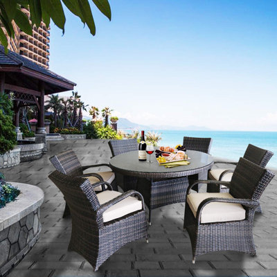 Fairweather 6 - Person Patio Dining Set with Round Table , Cushions Included