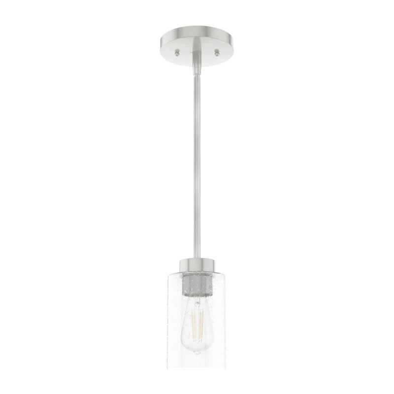 Hartland Brushed Nickel Mini Jar Pendant with Seeded Glass