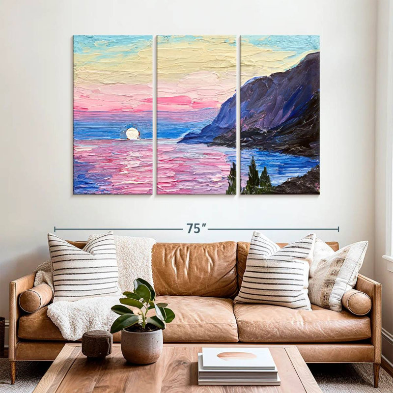 Gillard pastel coucher de soleil, H 42 po x l 65 po