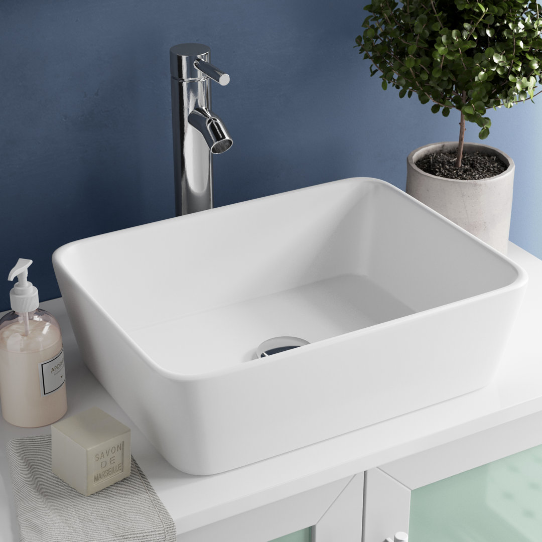Ceramic Rectangular Vessel Bathroom Sink Kraus Drain 