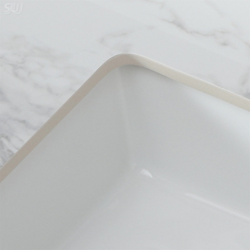 Plateau de meuble-lavabo en pierre frittée 43 po x 22 po avec lavabo et dosseret en céramique encastré, trou de robinet simple