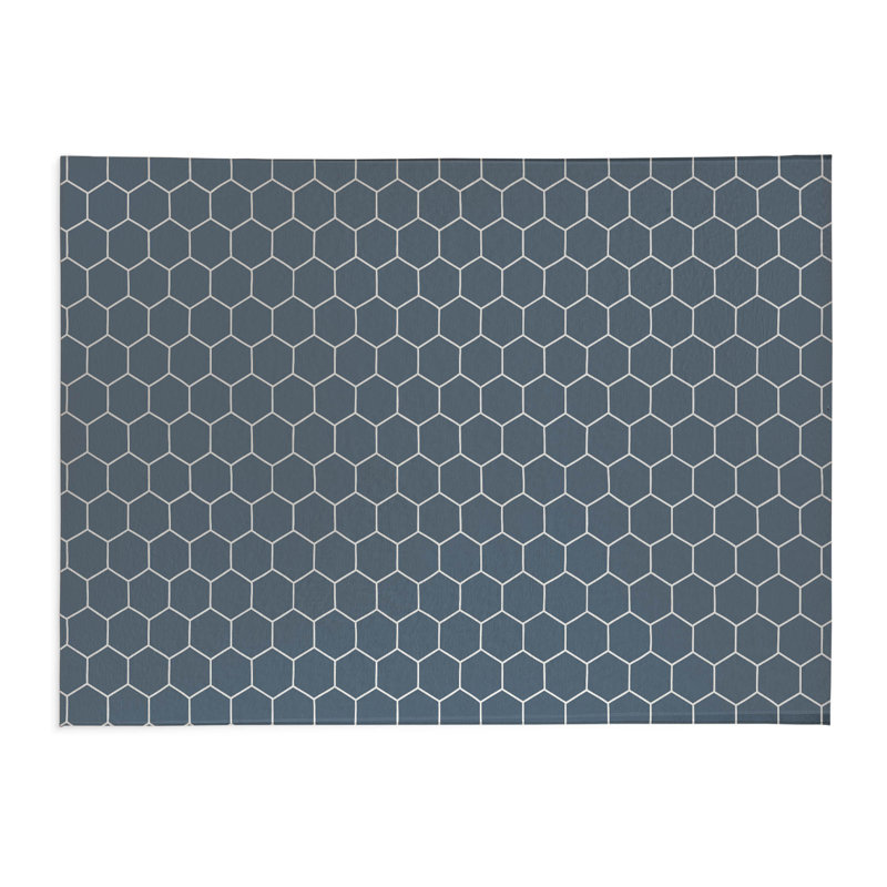 Comb Taupe Kids Play Mat, Blue, Rectangle 5' x 7'