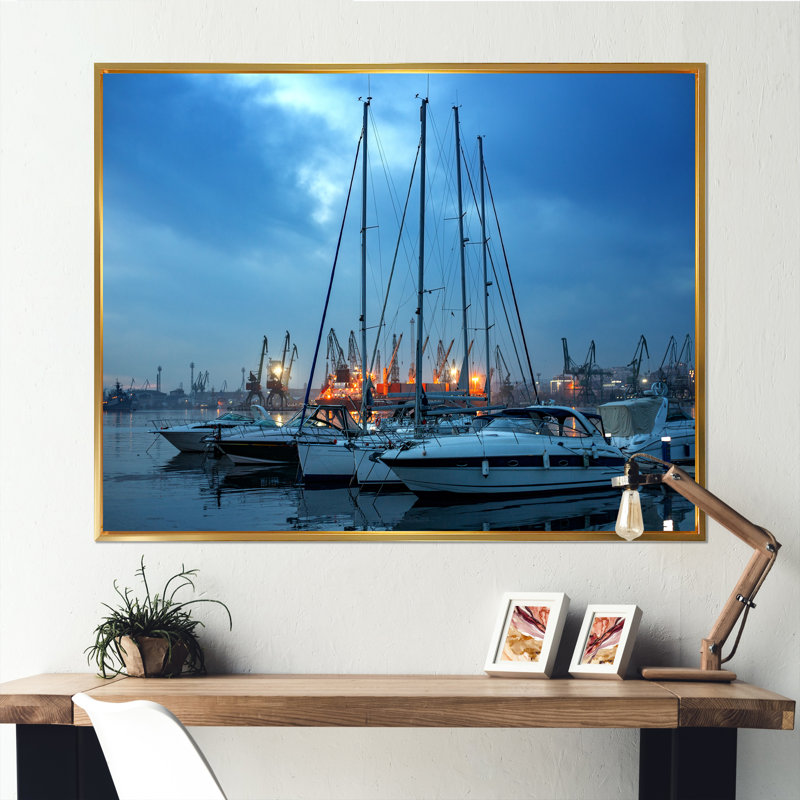 Photo Port Sérénité III sur toile, H 16 po x l 32 po x P 1 po, Cadre flottant doré