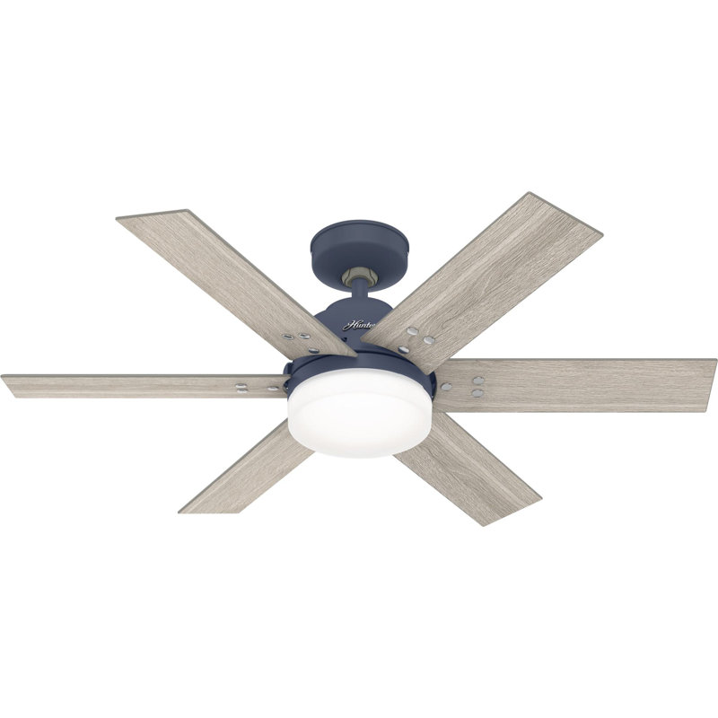 44" Pacer 6 - Blade Ceiling Fan with Lights and Remote, Blue 
