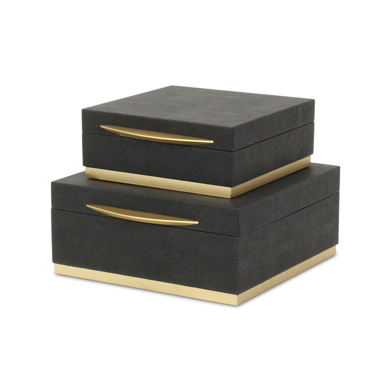 Ensemble de boîtes Zynova, H 4,25 po x l 10,75 po x P 10 po, Noir, noir, noir, noir