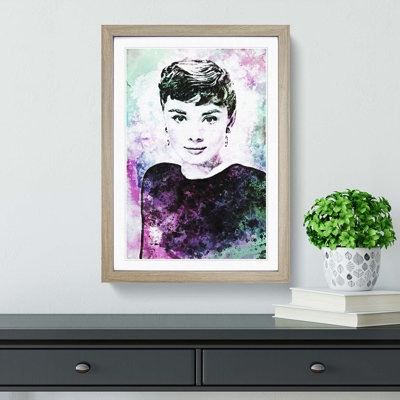 Portrait of Audrey Hepburn in Abstract - Framed Print